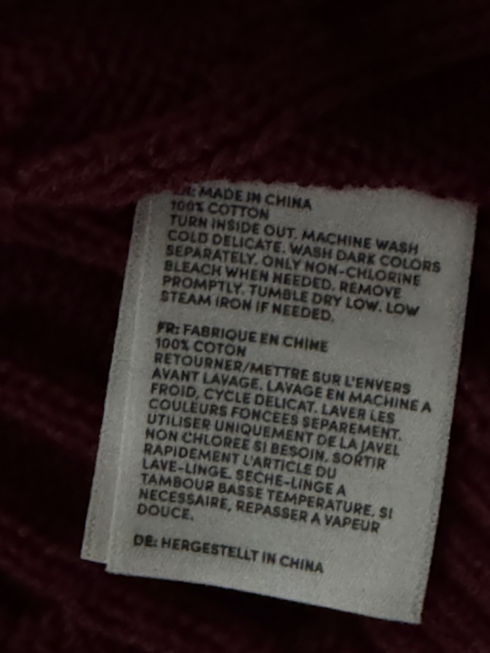 Lands End 100% Cotton Varsity Collegiate Cable Knit Sweater Burgundy SZ Large - Picture 9 of 9
